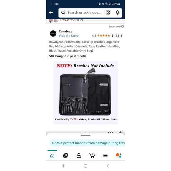 Rownyeon Professional Makeup Brushes Organizer Bag Makeup Artist  - Only Bag - Picture 1 of 5